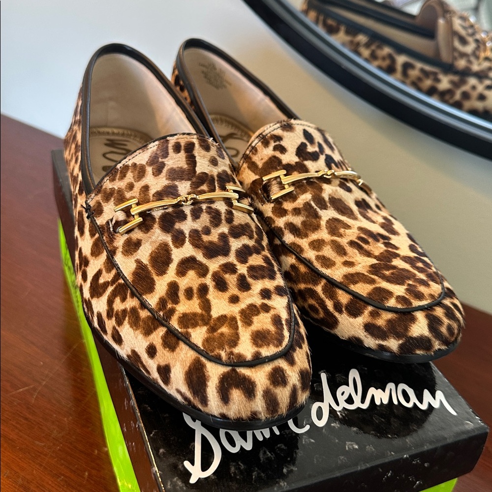 Sam Edelman Loraine Animal Print Loafers with Gold Detail